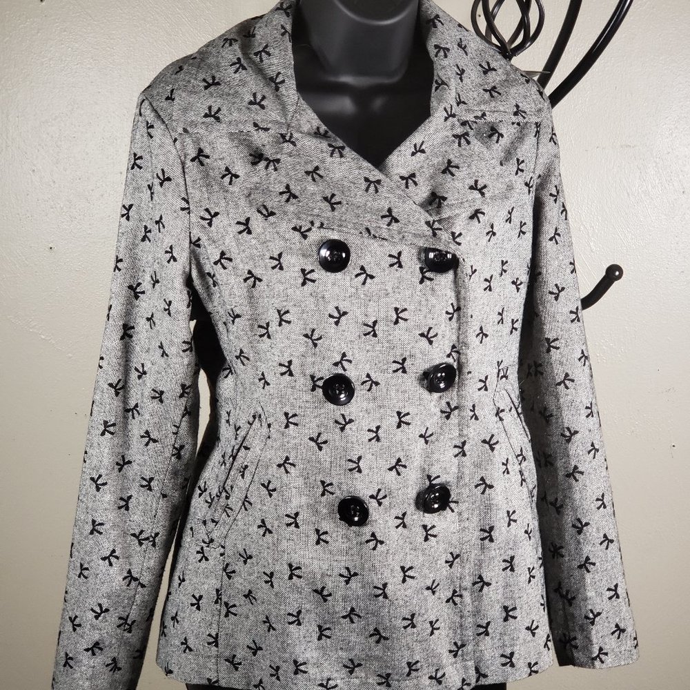 Moon Collection Womens jacket, gray wit black bows